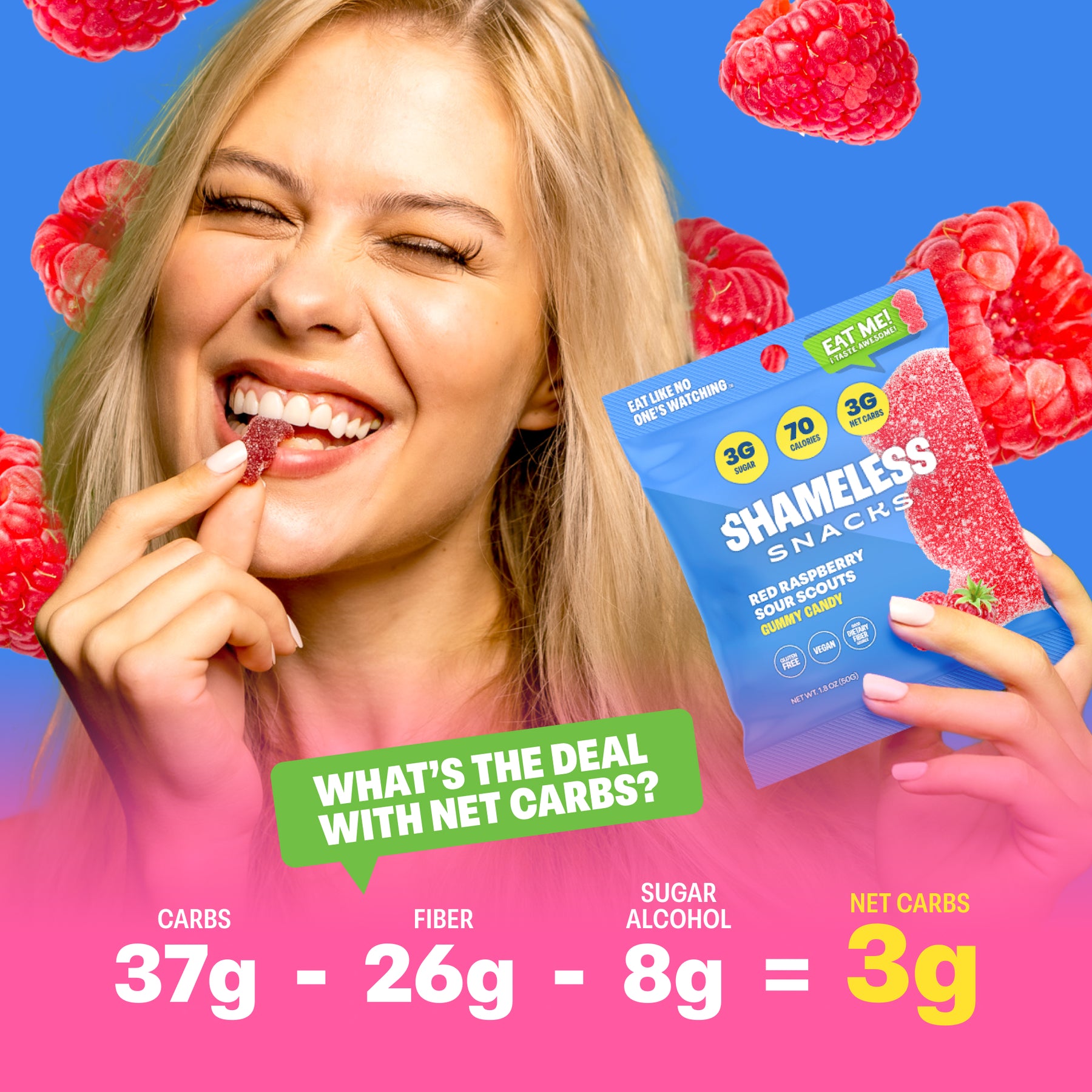 Shameless Rasberry Red Raspberry Sour Scouts Gummies – Shameless Snacks