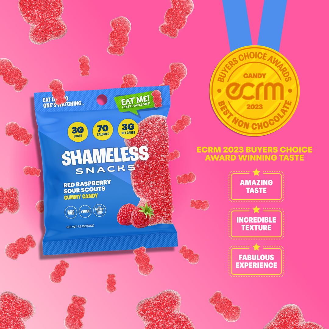 Shameless Rasberry Shameless Snacks Red Raspberry Sour Scouts Gummies