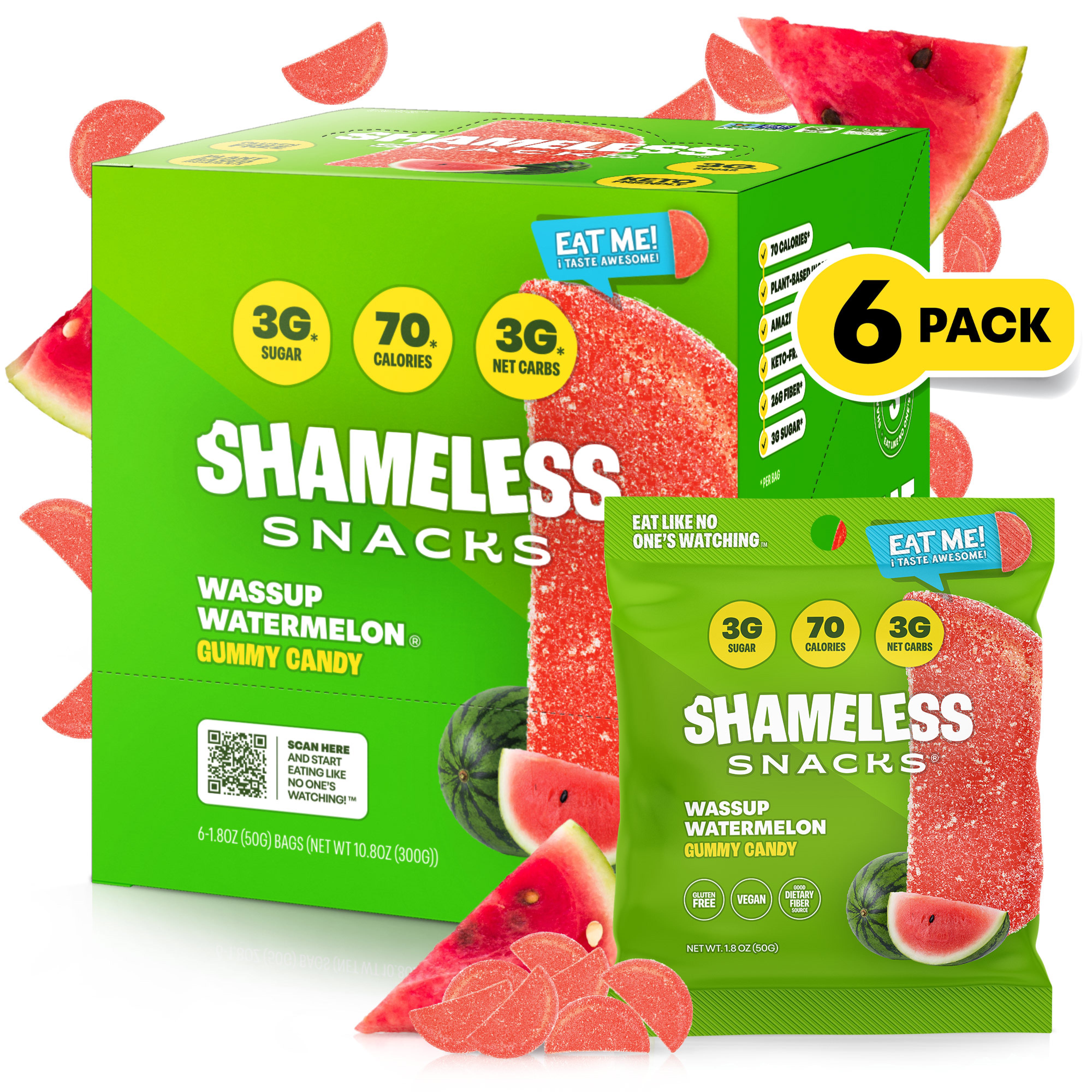 Watermelon Pack Line Shameless Snacks Wassup Watermelon Gummies