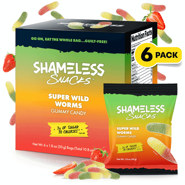 Shameless Snacks - Gummy Candy 6-Pack / Super Wild Worms