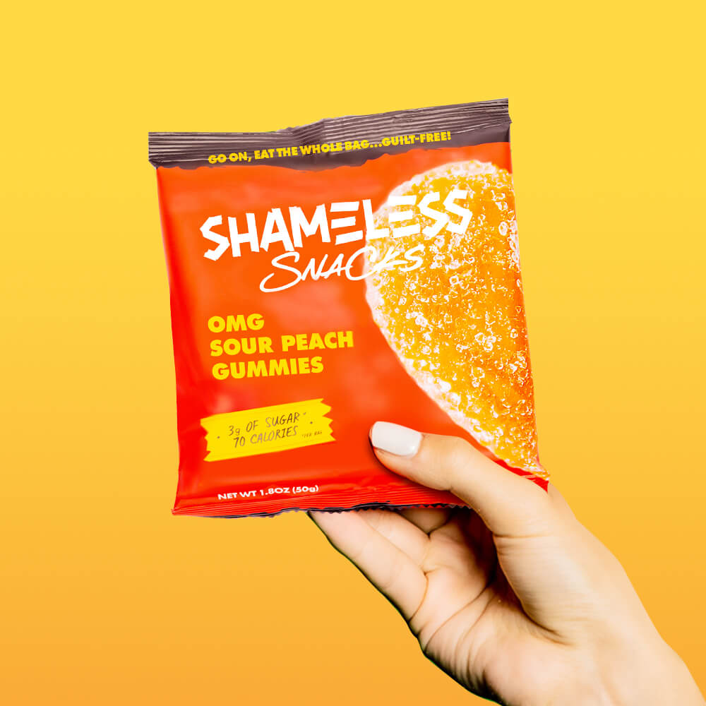 Shameless Snacks OMG Sour Peach Gummies Guilt Free