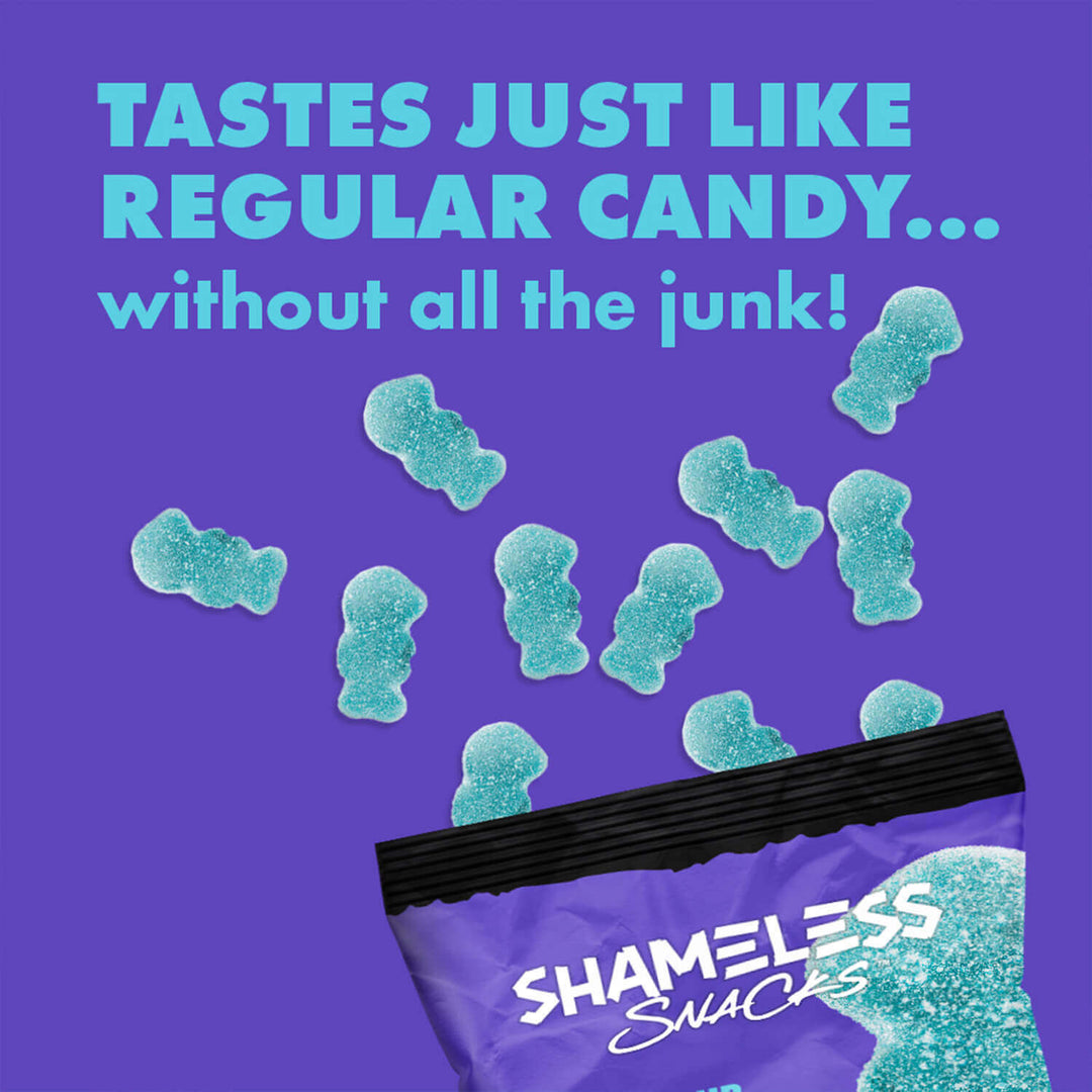 Shameless Snacks Super Sour Blue Raspberry Gummy Candy without all the junk