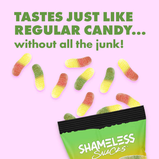 Shameless Snacks Super Wild Worms Gummy Candy without all the junk
